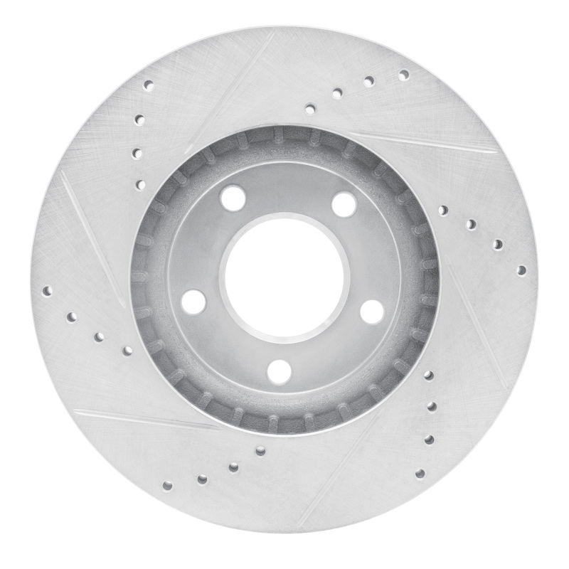Ford Edge Brake Rotor (1) - Front Right - R1 Concepts - Drilled & Slotted - Silver - `07-`08
